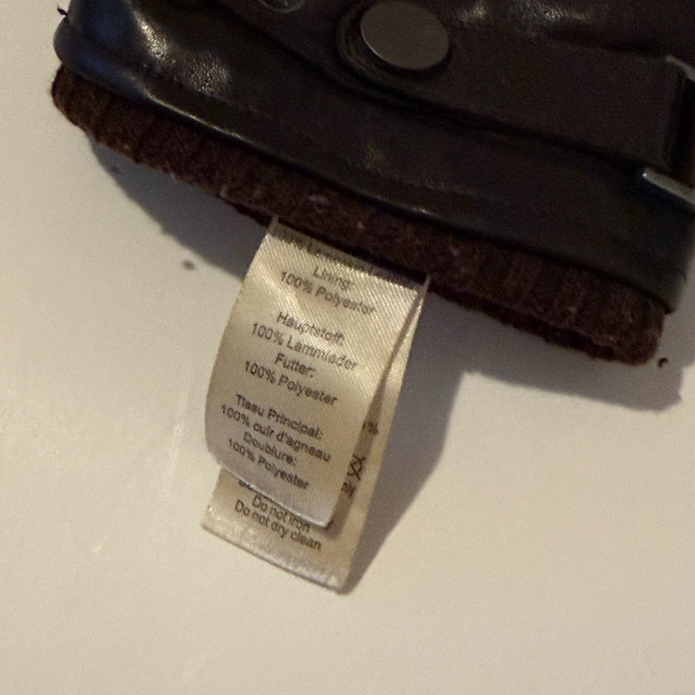Men's Brown Leather Gloves fuzzy lining size 10 - Picture 6 of 7